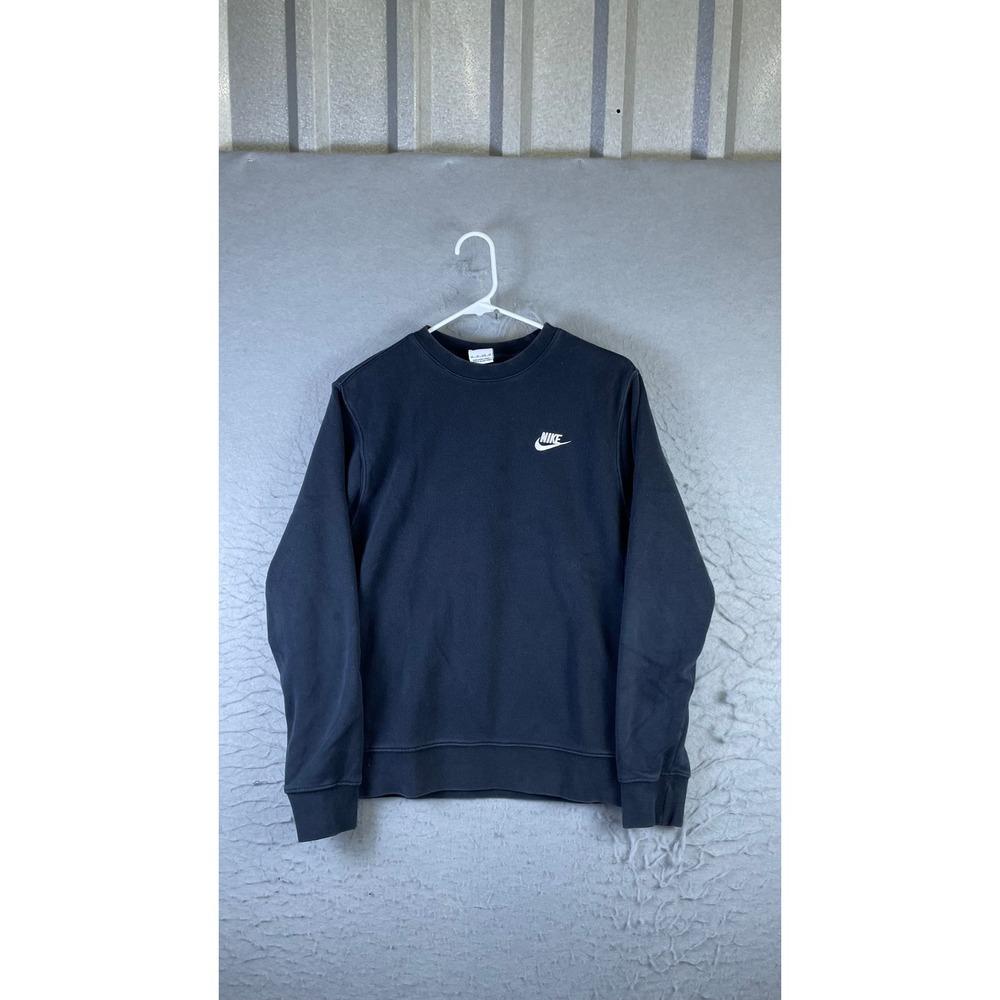 Nike Sweatshirt Mens XS Black Good Fleece Crewneck Embroidered Logo Pullover